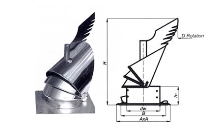 Komínová hlavice K30 se čtvercovou podstavou,průměr 150 mm