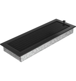 KRATKI Krbová mřížka s uzavíratelnou žaluzií 17 x 49 cm - černá