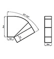 Nastavitelné koleno 45°–90°–kanál 150 x 50 mm