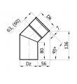 Koleno nerez 1mm - pevné 45* 180mm
