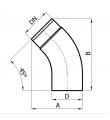 Koleno 45° tažené průměr 150 mm